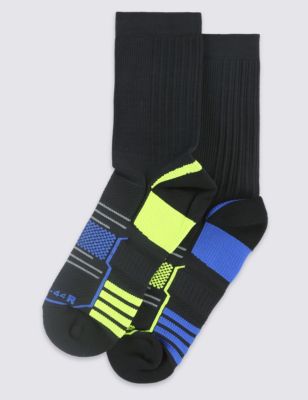 2 Pairs of Freshfeet&trade; Full Length Sports Socks with Silver Technology
